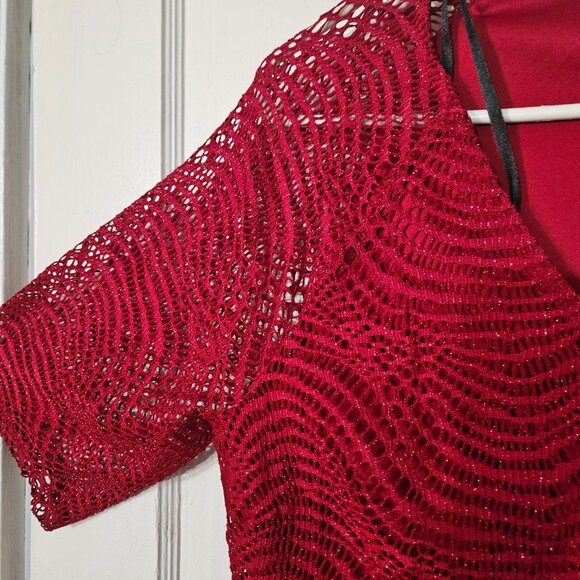 Emma Michelle Red Evening Dress with sparkle and bottom fringe layer SZ XL - Picture 5 of 10